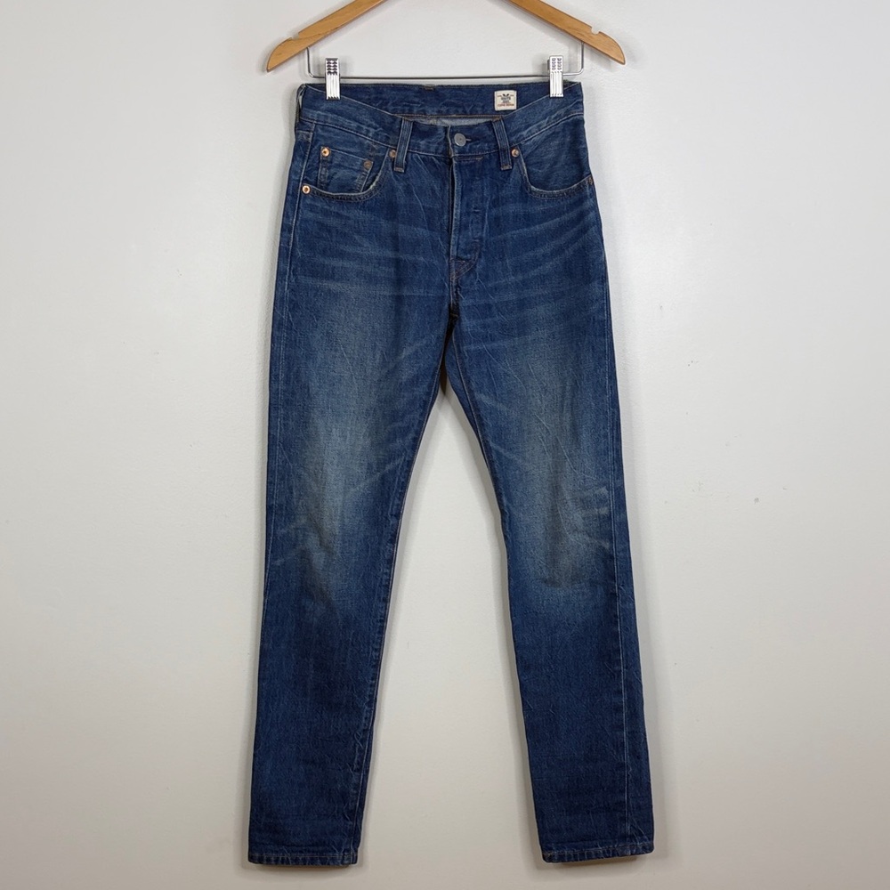 Levi's 501 Jeans Womens 24 x 31 Dark Blue Cotton Selvedge White Oak Cone Denim